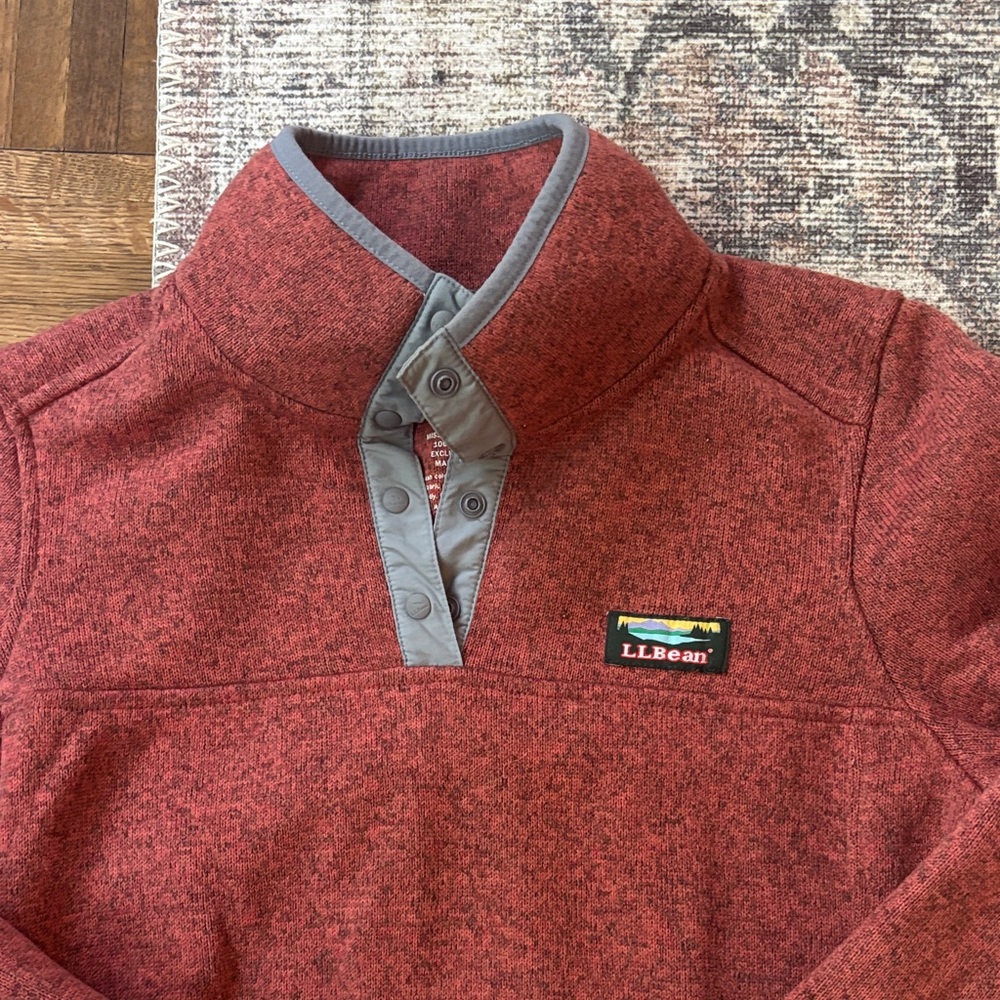 L.L. Bean Women's Red Zip-Up Sweater with Gray Trim - Picture 2 of 5